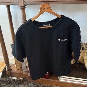 Champion Black Crop Top with Logo